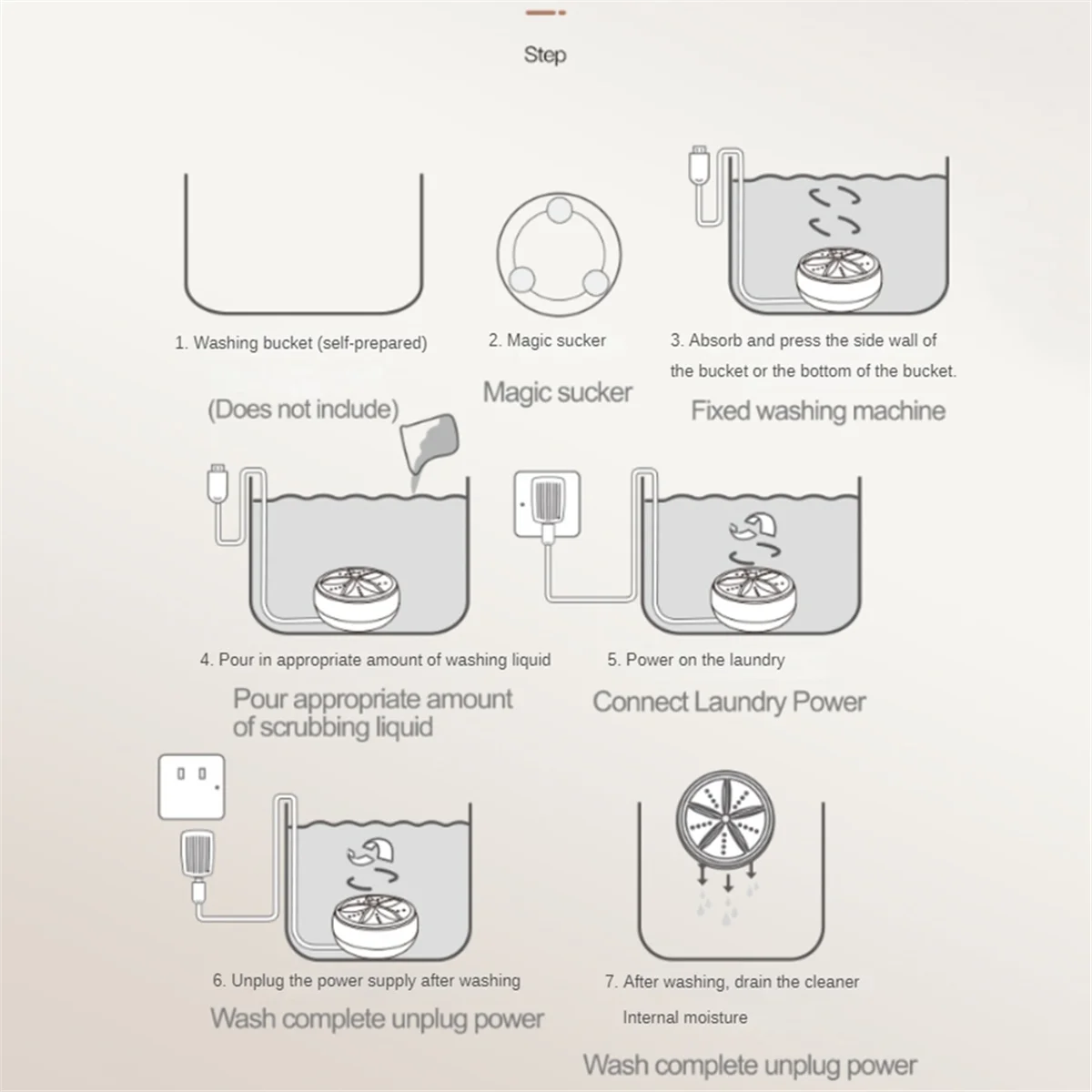 FZFZ 휴대용 세탁기 가정용 여행용 흡입 컵이있는 초음파 터빈 미니 세탁기 RV 아파트