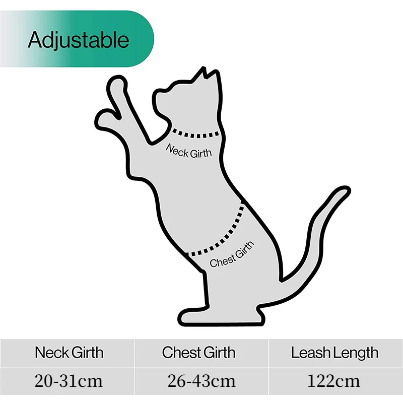 Ensemble SFP et laisse réglables pour chats, évasion vert, léger et doux, sécurité pour animaux de compagnie, chaton pour grands et petits chats