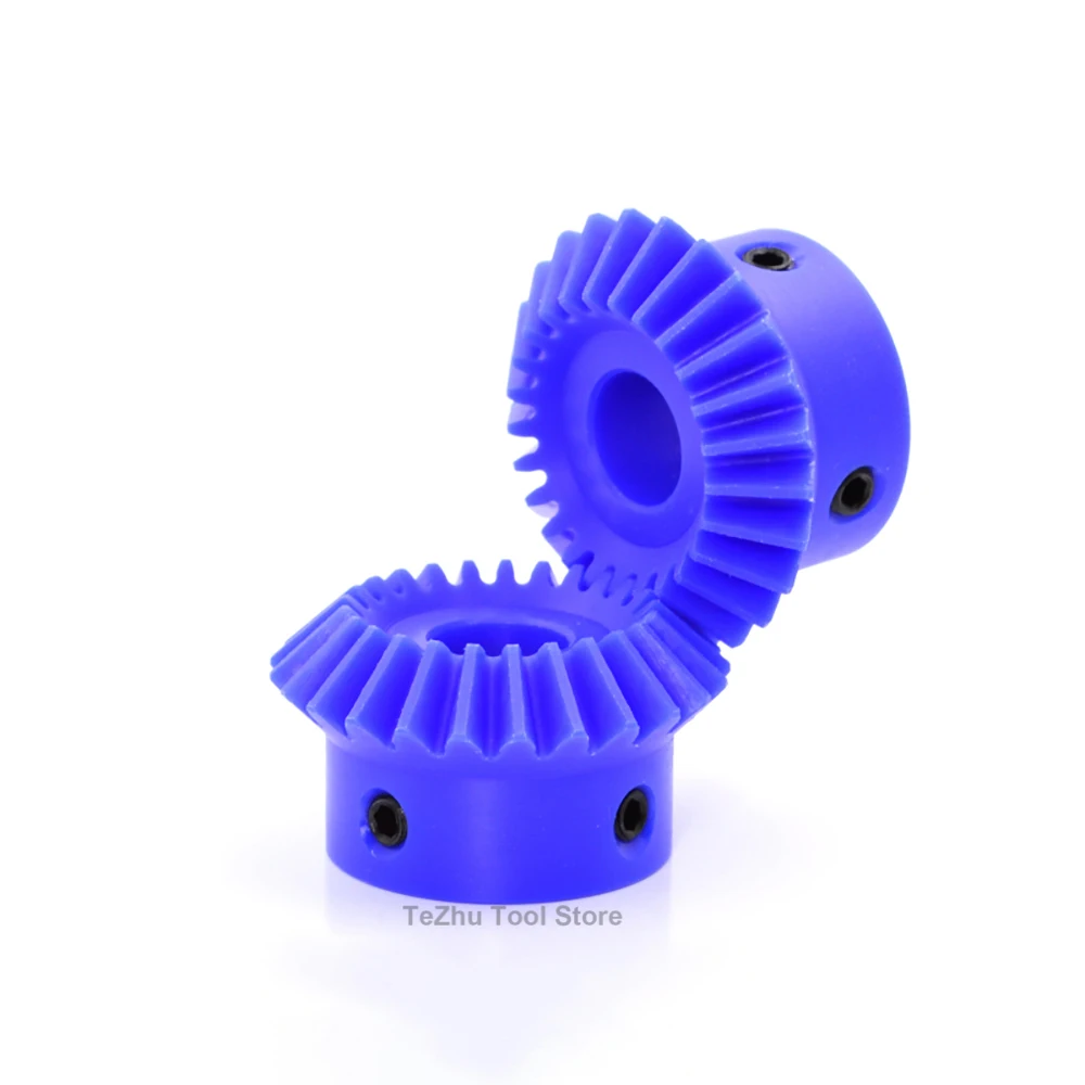 1Pc 90 Degree 1Mod/1.5Mod 15 Teeth-30 Teeth Blue Nylon Bevel Gear Speed Ratio 1:1 Meshing Angle Gear Round Bore & Keyway Bore
