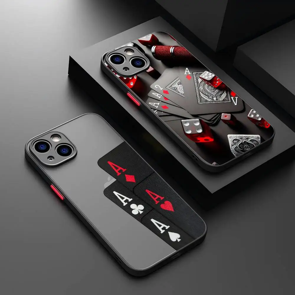 

Poker For iPhone 11 12 13 14 15 16 Pro Max Plus Matte Translucent Phone Cover