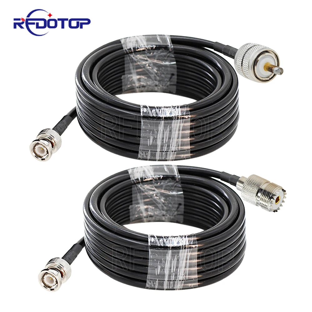 

New RG-58 UHF PL259 Male Plug & SO239 Female Jack to BNC Male Connector RG58 RF Coaxial Crimp Wire Terminal Jumper Pigtail Cable