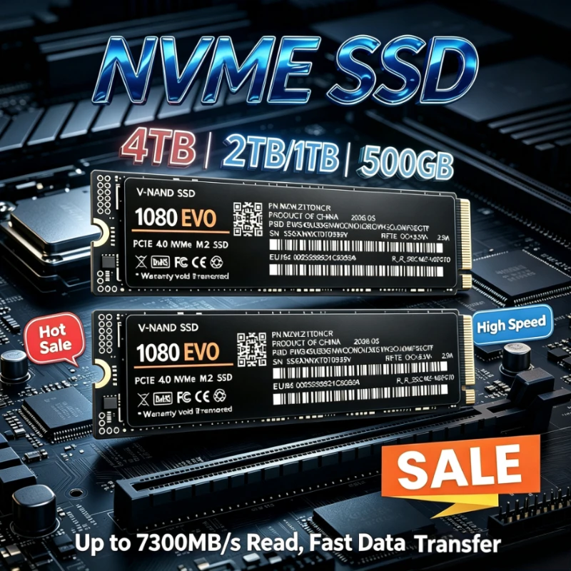 Internal M.2 2280 NVMe SSD 1080 EVO PCIe4.0 X4 7300MB/s TLC 3D NAND 500‑4TB Solid State Storage for Gaming PC Desktop Laptop