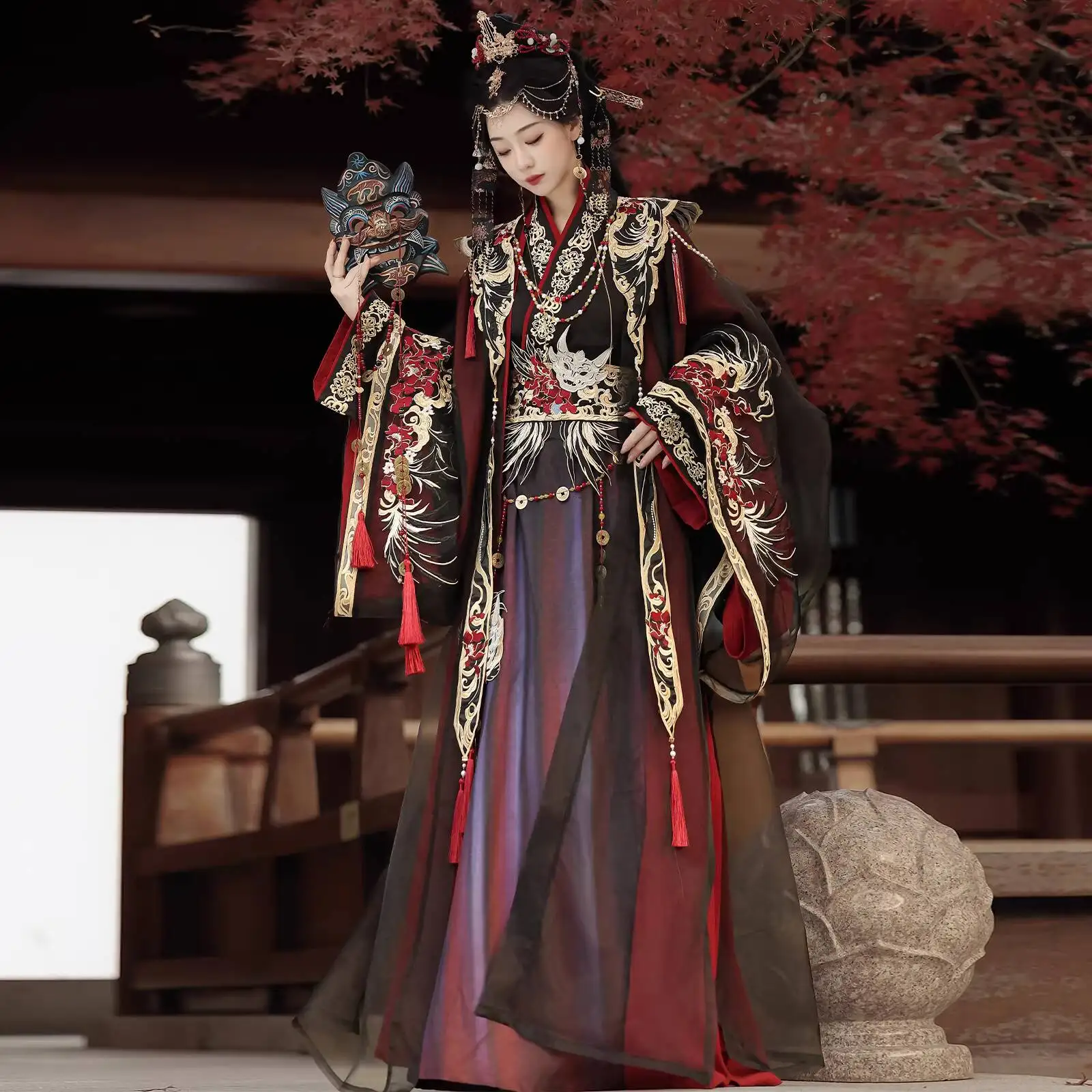 

New Hanfu Women Wei-Jin Style Cross-collar Ancient Style Embroidery Chivalrous Expert Style Heavy Industry Suit