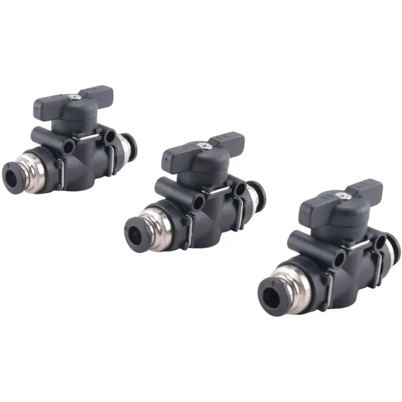 HOT 6Mm Push Connect Valve Ball Valve 6Mm Air Flow Control Valve Quick Connect Valve Tube Fittings 3 Pack Easy Install Easy To U