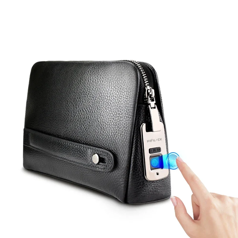 Customized Luxury Fingerprint Fashion Wallet New Design Luxury Wallet Genuine Leather Men's Handbag