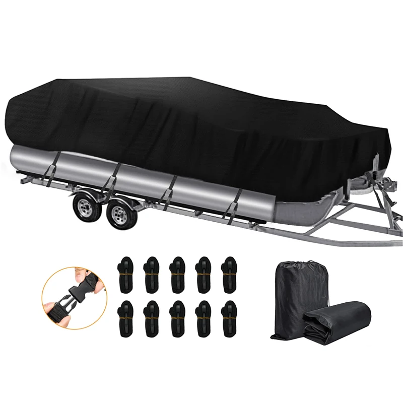 Durable Boat Cover Windproof Anti-Tear Design with Quick Release Buckles Fits V-hull Fishing Vessel