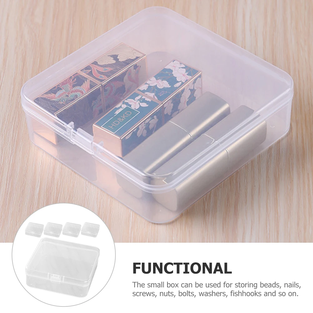 

5pcs Clear Lid Storage Boxes Durable Reusable Smooth Surface Sealing Easy Open Close Jewelry Beads Electronics Components
