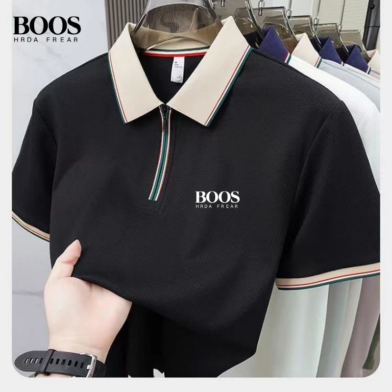 New summer high-quality short sleeved polo shirt for men, fashionable, casual, breathable, cool and versatile top