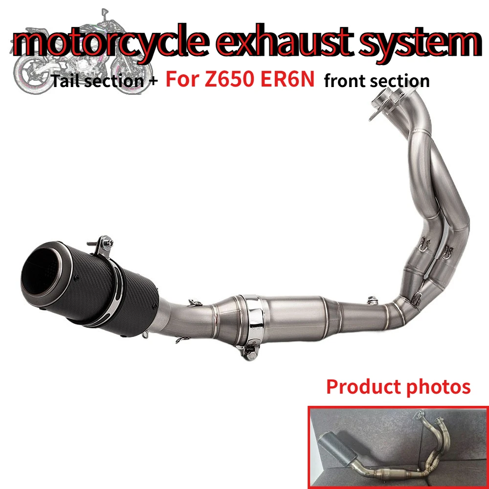 

Motorcycle Full Exhaust System Muffler Sensor, For ER6N 650 Z650 Ninja 650 Front Center Connecting Pipe 2023-2025