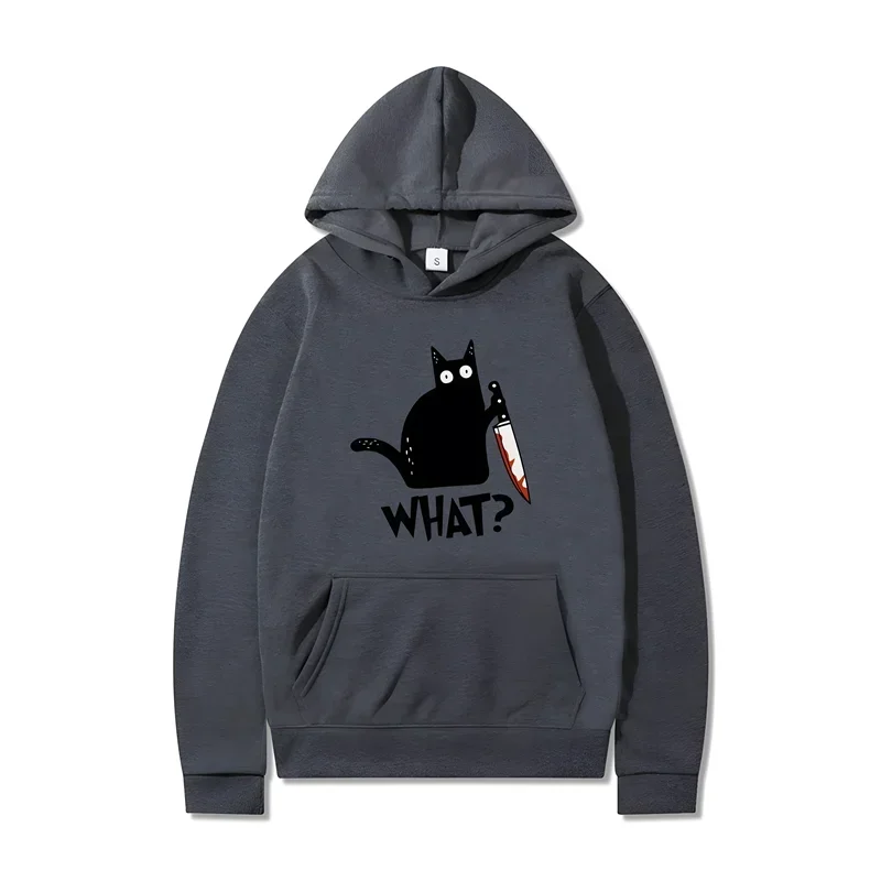 2024 Fun Print Killer Cat Cute Hoodie Men Women Fashion New Style Cotton Long Sleeve Hooded Clothing Oversized XS-3XL Hoodies