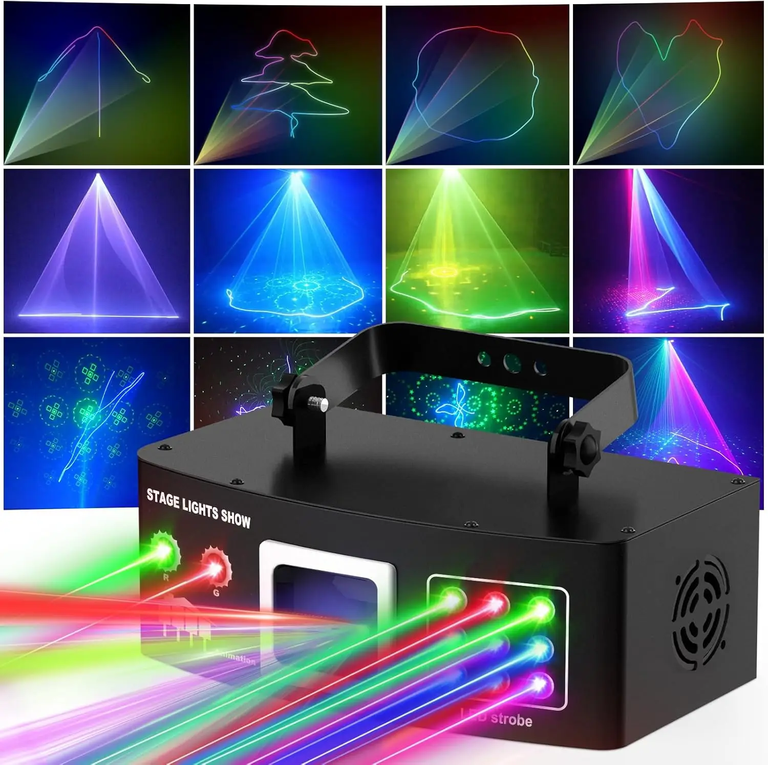 أضواء المسرح WUZSTAR-DMX، ليزر الديسكو، ضوء نادي DJ Party Light، تأثير شعاع RGBW للحفلات، شريط عيد الميلاد، العرض المباشر، 4 في 1