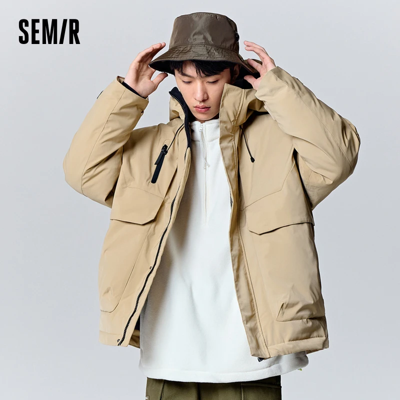 Semir Down Jacket 2023 Winter New Fashion Workwear Outdoor Goose Down Warm Loose Hooded Thick Jacket