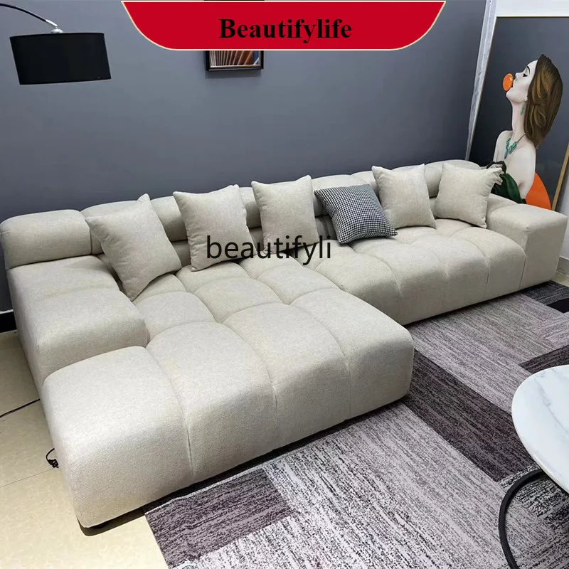 

S132 Italian light luxury new Nordic minimalist large flat-layer corner princess bread block sofa