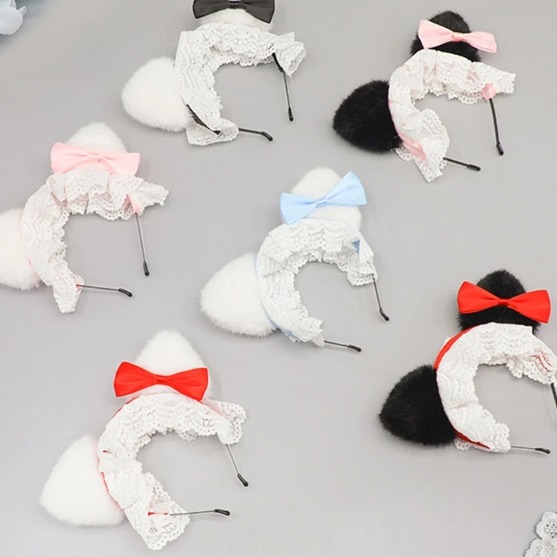 Fasce elastiche per orecchie animali con fiocchi adorabili densità per bambini Halloween e servizi fotografici Y166