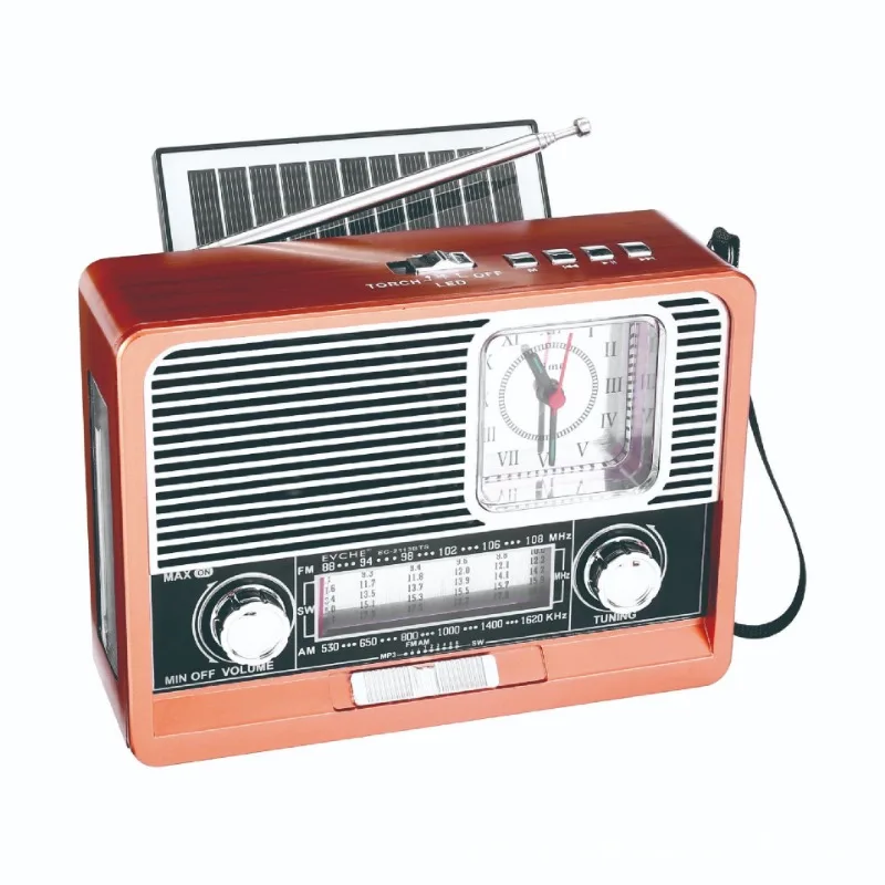 Multifunctional Solar Hand‑Crank Radio, Full‑Band Bluetooth, LED Flashlight With Clock