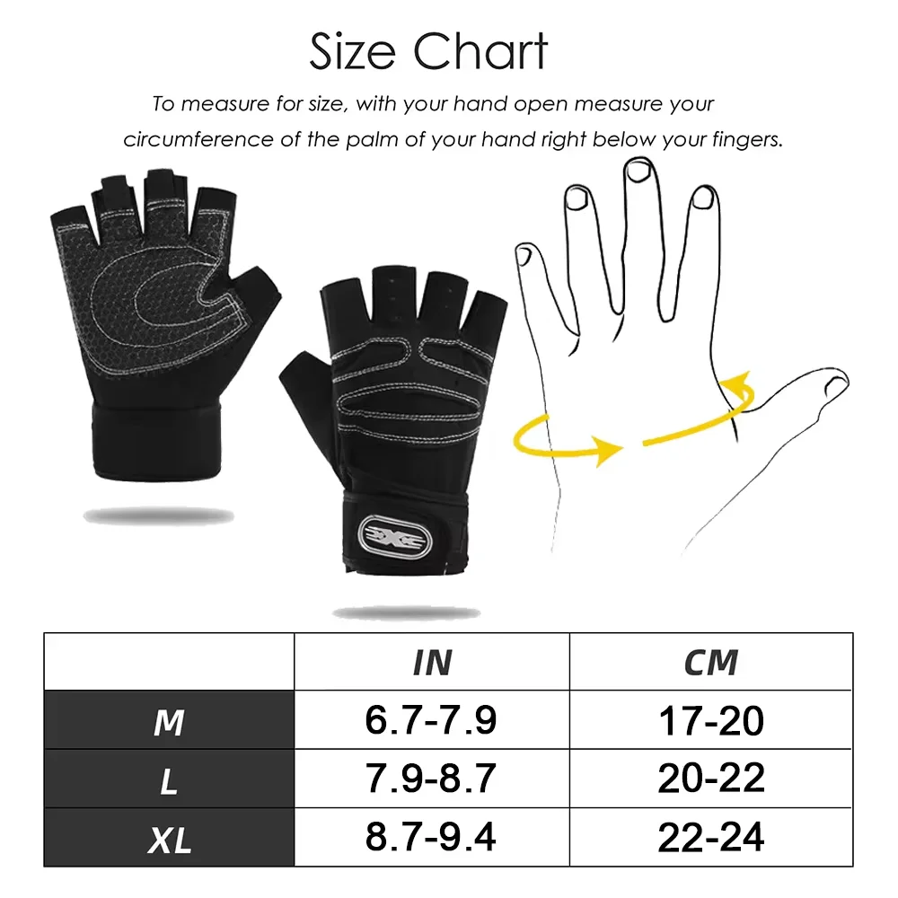Gym Gloves for Men Women Fitness Weight Lifting Wristband Gloves Body Building Training Sports Exercise Cycling Glove Shockproof