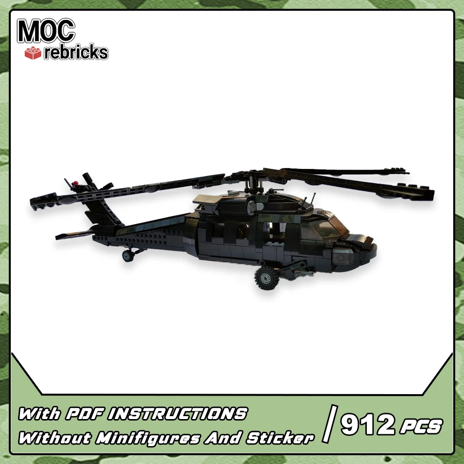 

MOC-60106 UH-60 Black Hawk Army Armed Transport Helicopter Model Bricks Weapon DIY Building Blocks Educational Toys for Children