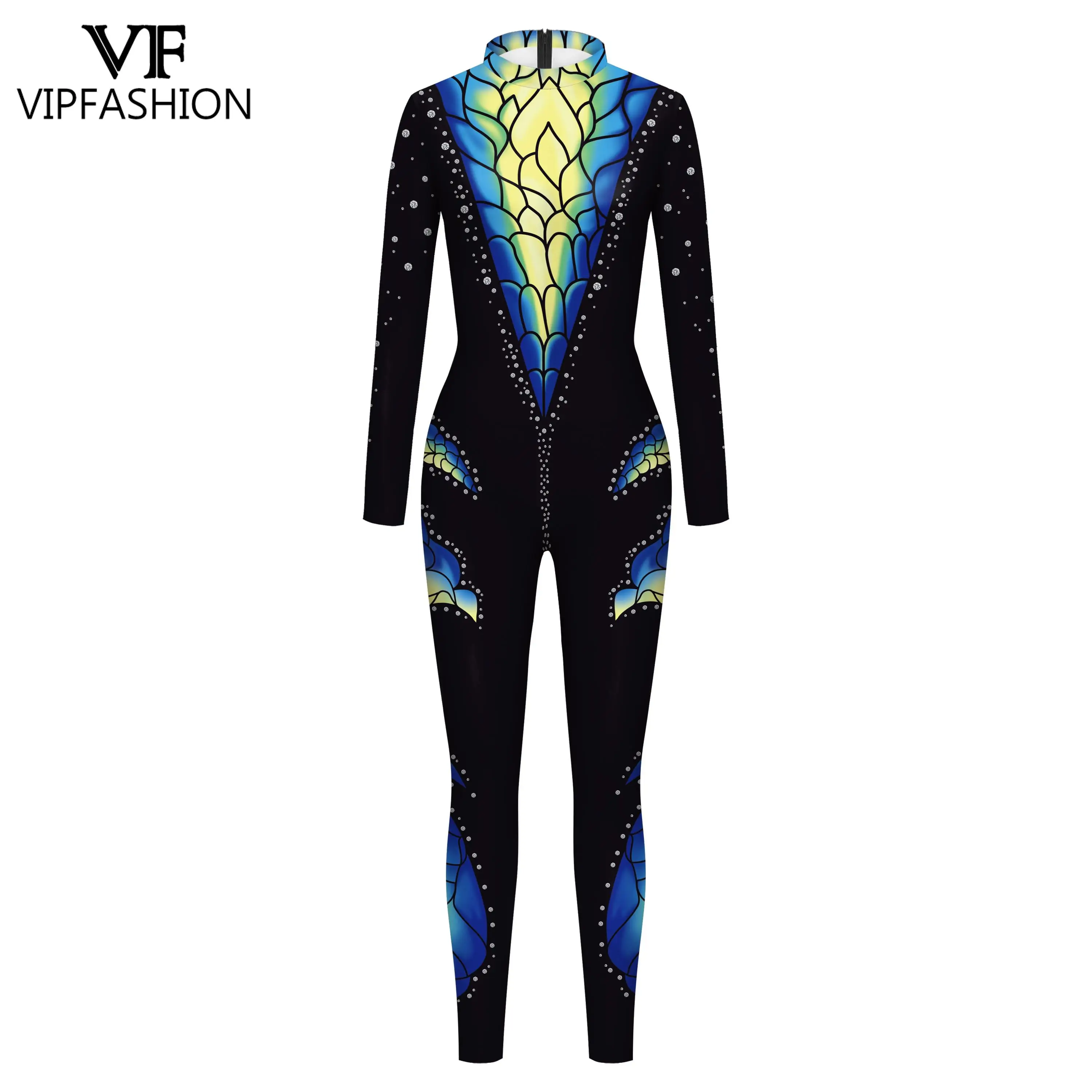 VIP FASHION Butterfly Cosplay Costume Woman Sexy Zentai Bodysuits 8% Spandex Print Jumpsuits for Halloween Party Outfit Clothes