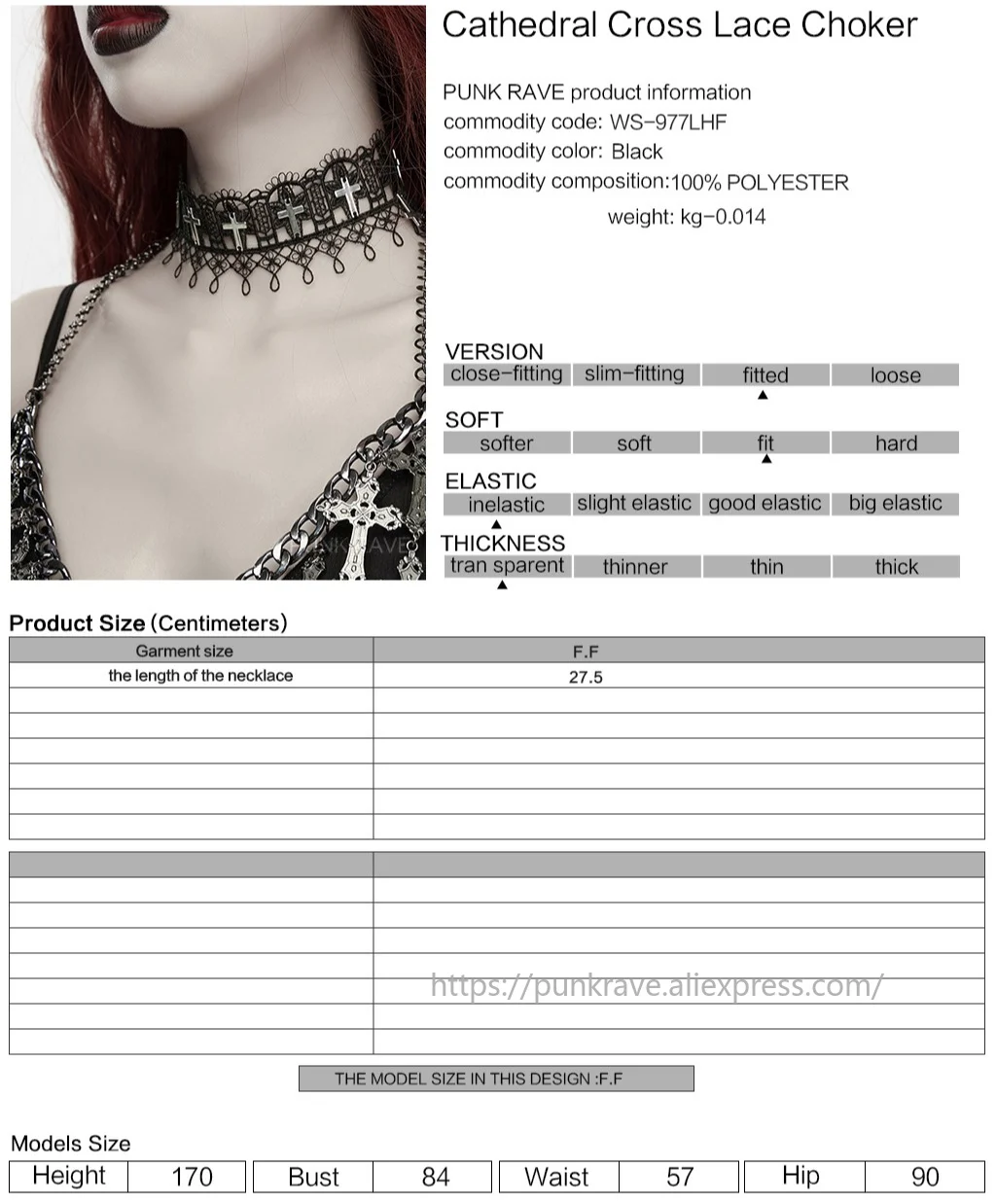 PUNK RAVE Women's Symmetrical Vintage Cross Patterns Hollow Lace Choker Classic Elegant Simple Shape Party Club Accessories view 6