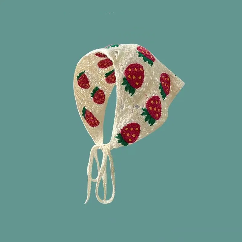 

Корейская милая вязаная вручную ажурная треугольная повязка на голову для женщин и девочек, цветочный платок, аксессуар для волос