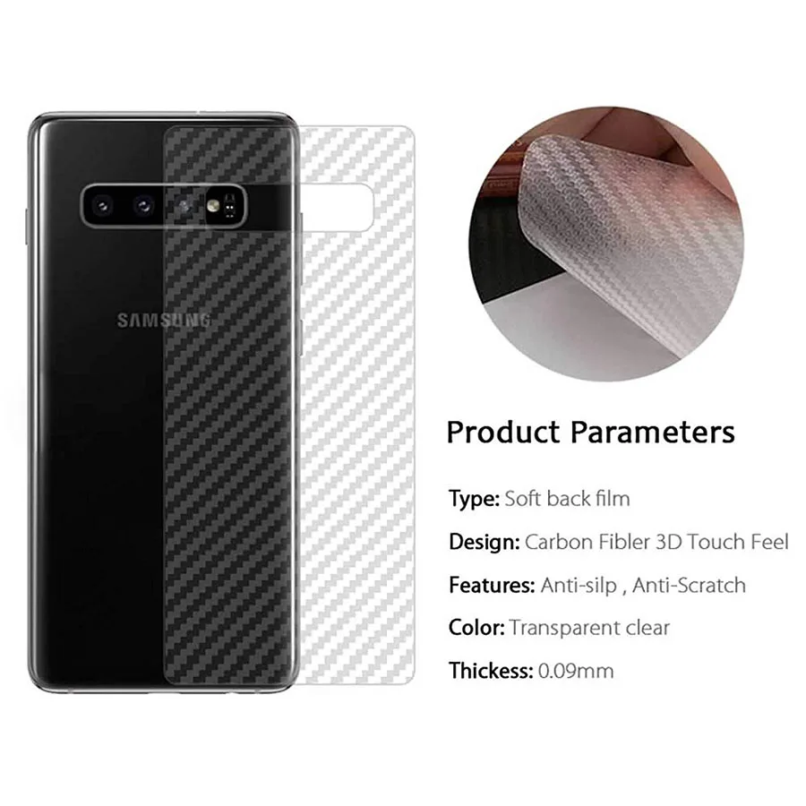 Back Carbon Fiber Screen Protector Film for Samsung Galaxy S22+ S21 S20 S10 Plus S23 Ultra A52s 5G A72 A51 A71 A50 M21 M31 M51