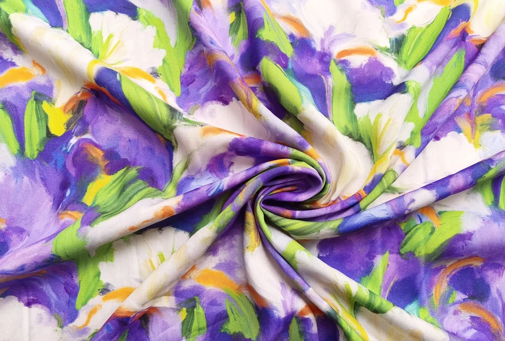 1 Meter X 1,4 Meter Lila Bedruckter Rayon-Stoff Weiches Sommerkleid Hemd Robe Abaya Material Viskose – Detail 9