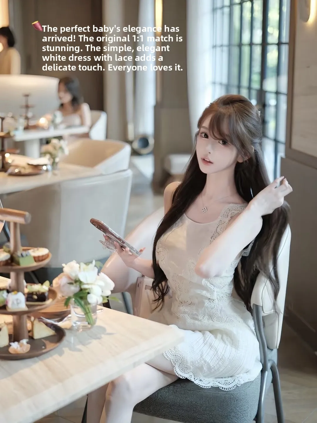 

Handmade Lace Hollow out Embroidered Skirt with Gently Pleated Design Heavy Work Two Tone Color Sle ort High Waist Dr