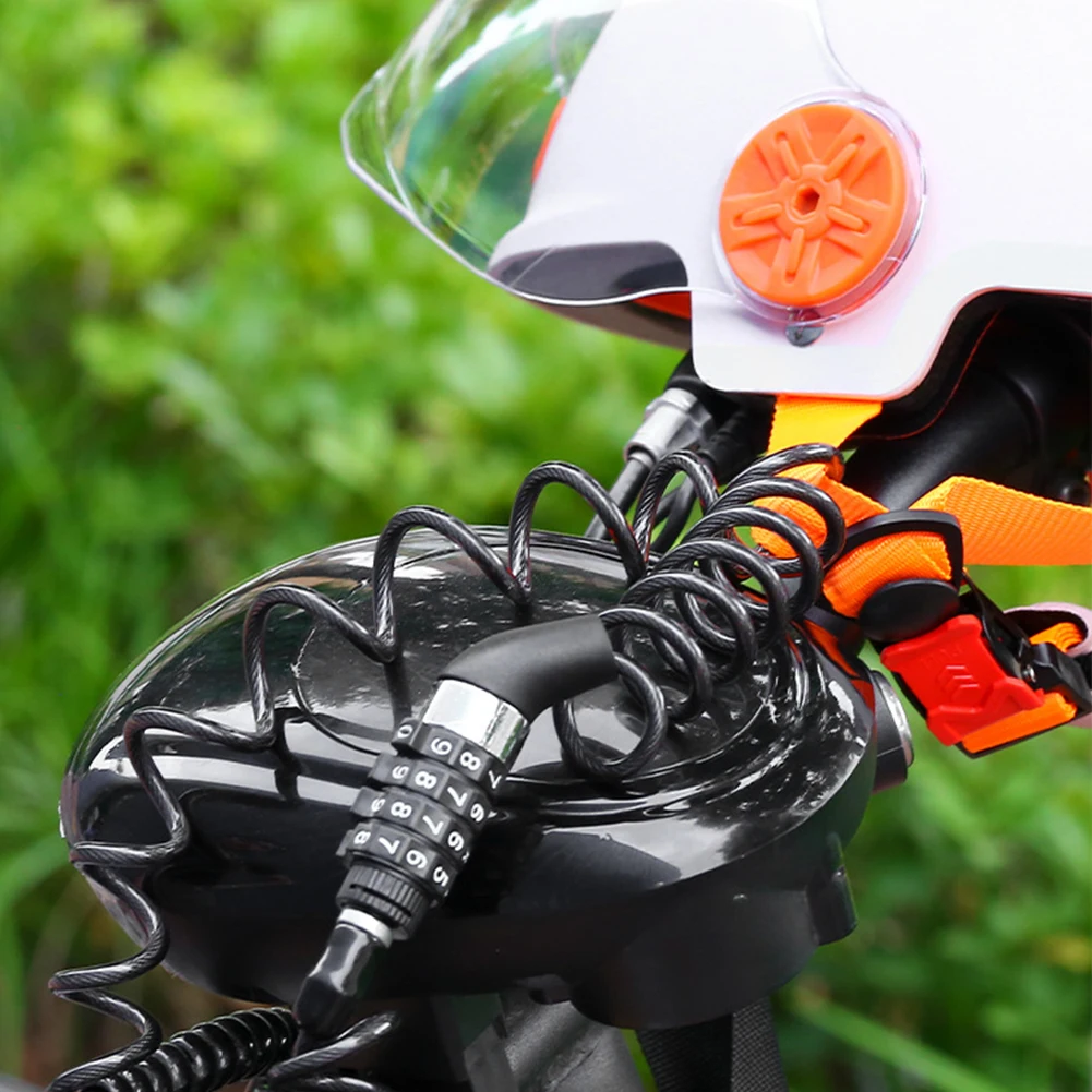 

Lock Bicycle Password Lock Cycling Security Helmet Lock Portable For Locking Helmet Wheels Practical Brand New