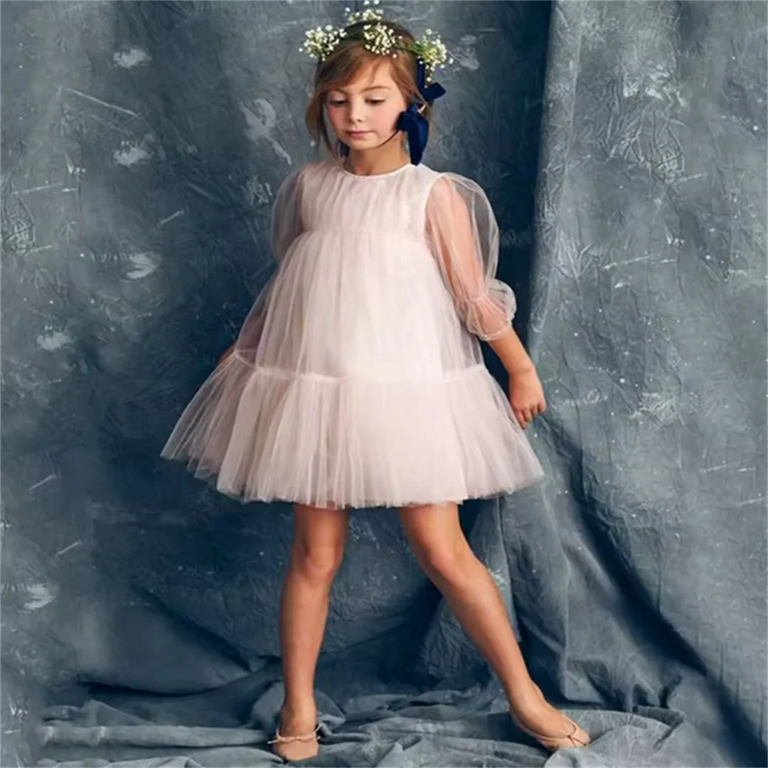 Flower Girl Dress Fluffy Little Baby Tulle Skirt Lovely Princess Ball First Communion Dress Kids Birthday Present Evening