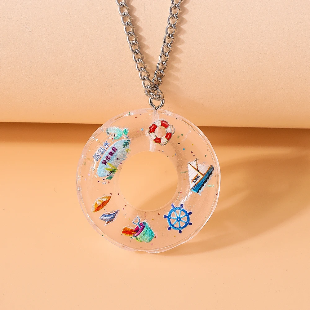 Aihua Nette Böhmen Neue 3D Lustige Schwimmen Ring Halskette für Frauen Mädchen Sommer Strand Party Urlaub Schmuck Kinder Geburtstag Geschenke – Detail 9