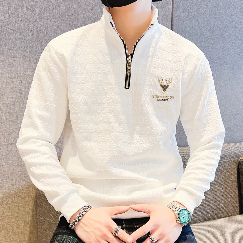 Autumn Half Zipper Sweatshirt Men Long Sleeve Casual Pullover Men Clothing Social Streetwear Hoodies Sweatshirts Hip Hop Tops