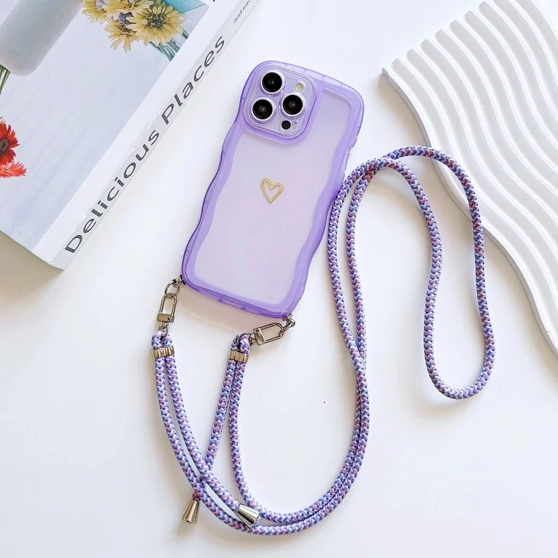 Modische Lanyard-Hülle für iPhone 17 Pro Max 18 14 12 11 13 15 16 Plus 16E 17E Stoßfeste Crossbody-Schlaufe Wellenförmige Transparente Abdeckung – Detail 10
