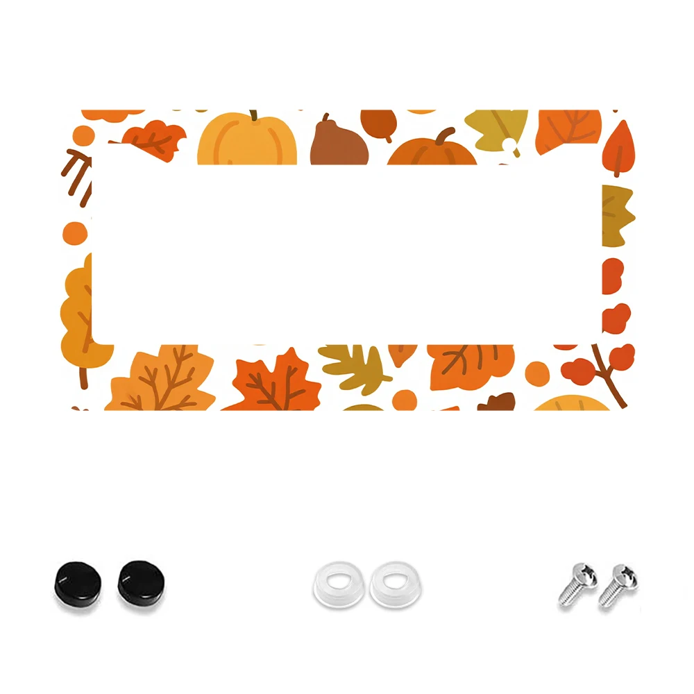 

1 шт. оранжевый узор тыквы и листьев, 2 отверстия, рамка номерного знака, алюминиевый материал, 6x12 дюймов, с набором винтов, новинка в стиле ретро, автомобиль