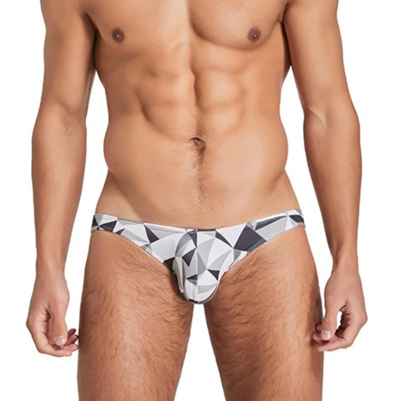 Swimwear Men Briefs Sexy Half Covered Buttocks Swimming Trunks Bathing Swim Beach Shorts Surf Beachwear Trendy Print Men Bikini