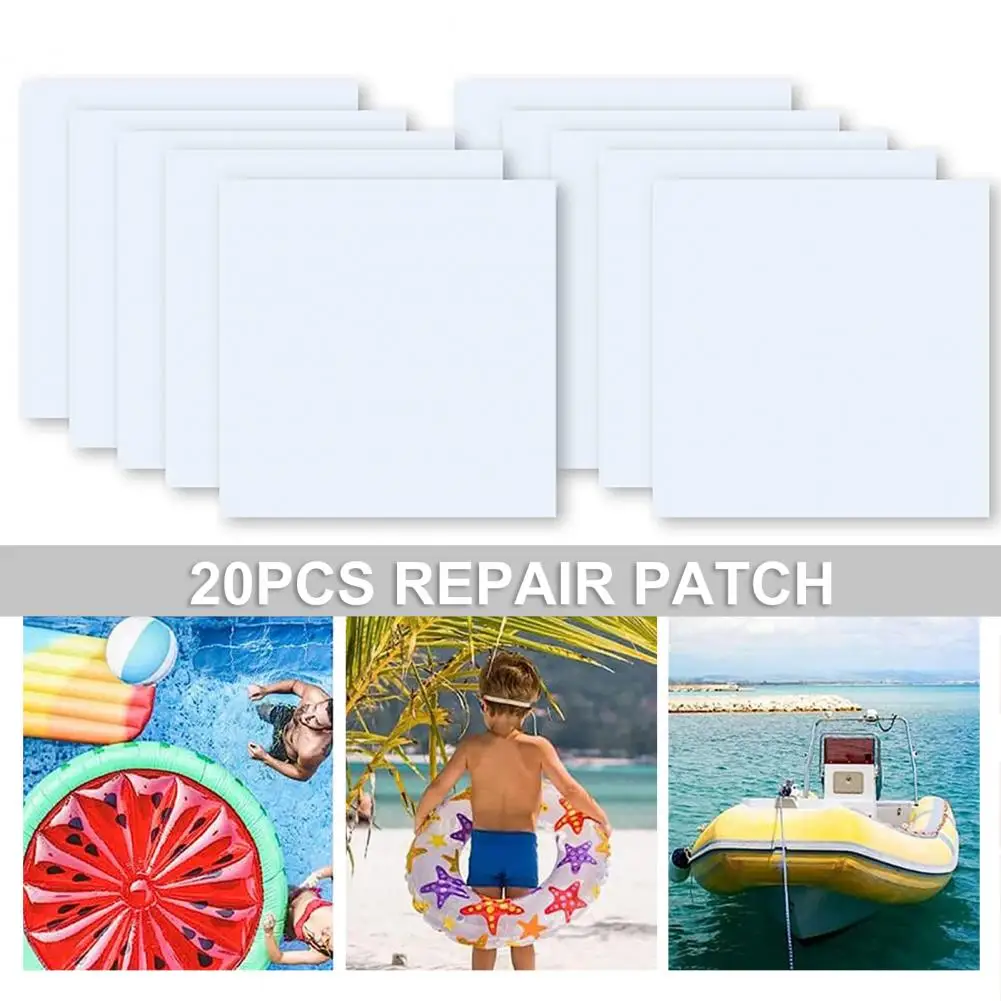 20Pcs Pool Repair Patch Kit Self-Adhesive Strong Adhesion Waterproof Swimming Pool Inflatable Air Bed Repair Patch Tape