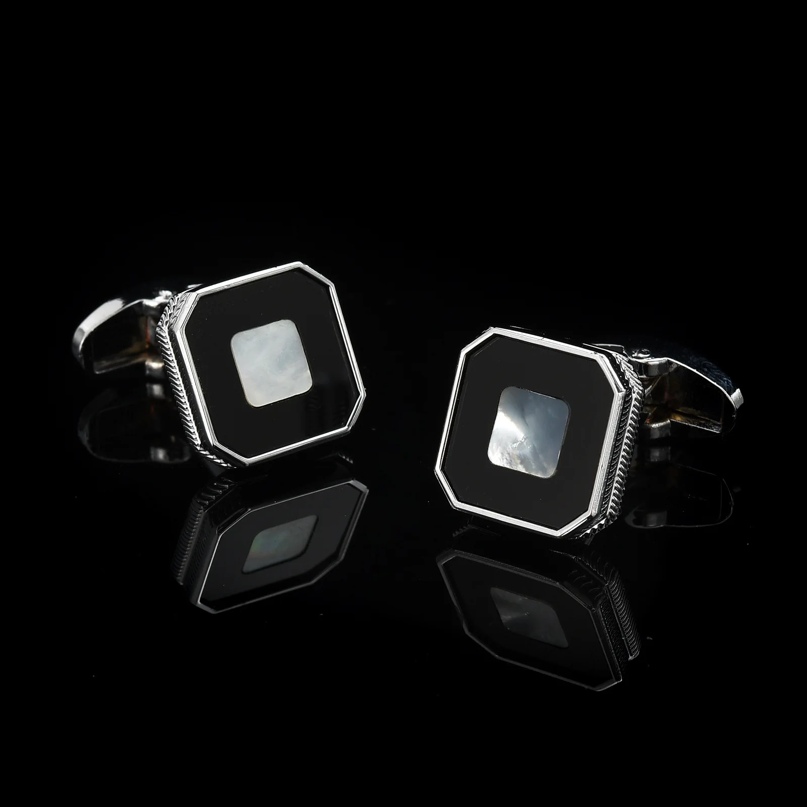 High Quality Round Square Shell Cufflink Mens Wedding Gifts Metal Luxury Cuff Links Buttons Men French Suit Jewelry Father Gifts