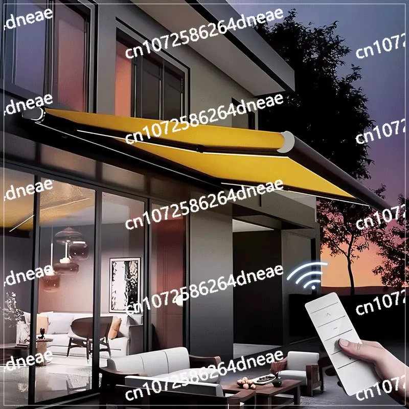 

Electric remote control folding telescopic canopy, villa awning, courtyard outdoor awning