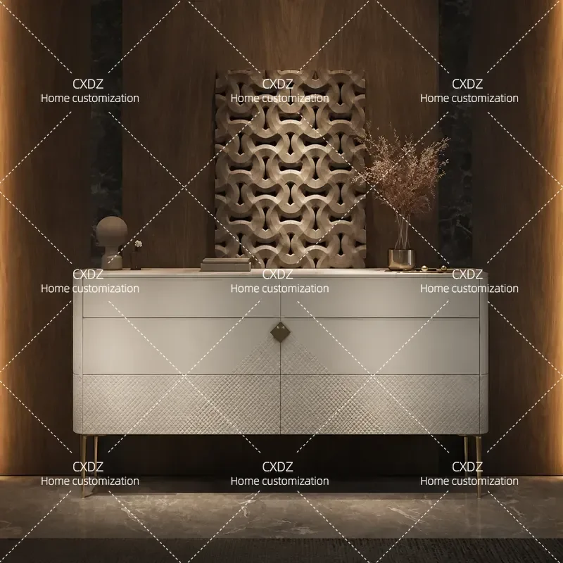 Luxury Bucket Cabinet Living Room Storage High End Wall Mounted Rock Slab Dining Sideboard Bedroom Nightstand