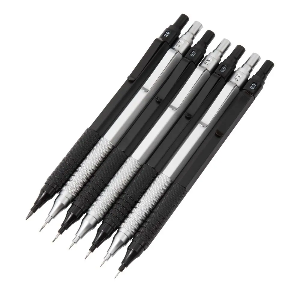 高品質金属製シャープペンシル文房具 0.3/0.5/0.7/0.9/2.0mm 自動鉛筆 低重心可動式鉛筆 アートペイント用