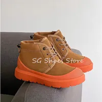 Fashion Mixed Color Chunky Bottom Snow Boots for Men Winter Warm High Top Lace-Up Short Boots Male Anti-Slip Hiking Boots