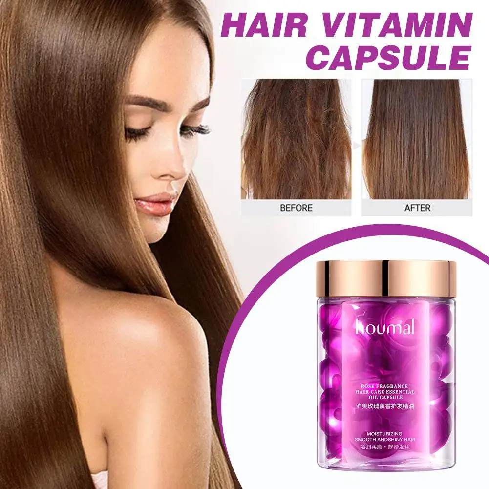 30 قطعة ﻿   مصل تصفيف الشعر للشعر الجاف المجعد كبسولات زيت جوهر الورد ترك في مكيف مكافحة التجعد إصلاح الشعر الجاف التالف