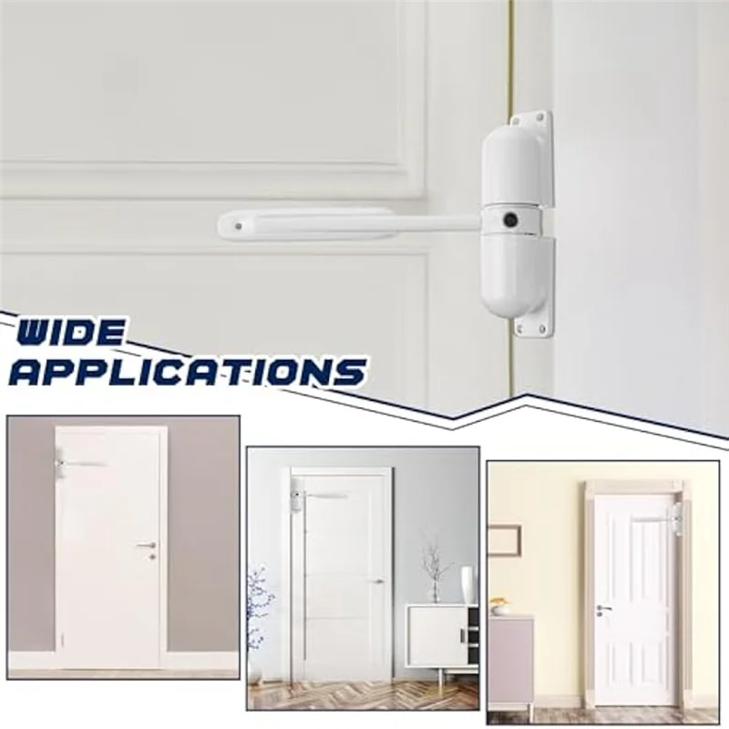 ABGR-4-teiliges automatisches Türschließer-Set, Feder-Türschließer-Set, robuste, selbstschließende Türscharniere, für Tor, Garage, Sicherheit, Weiß