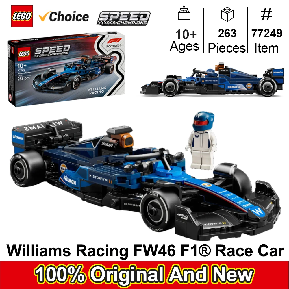 

LEGO 77249 Speed Champions Williams Racing FW46 F1 Race Car Toy - Building Set for Kids, Toy Car for F1 Fans 263PCS