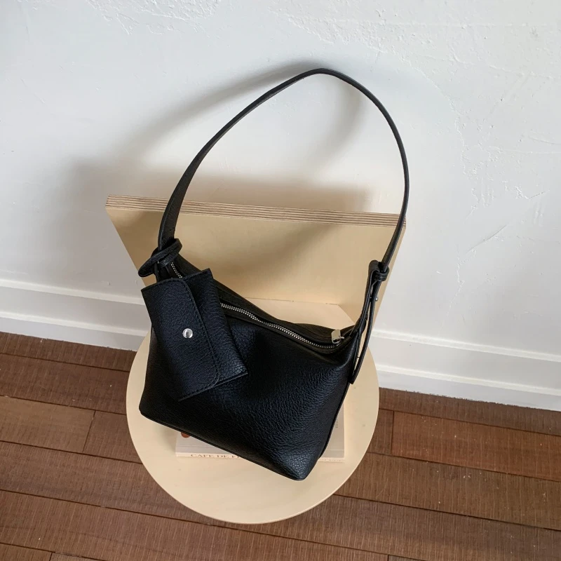 

Black Underarm Bag Women 2 Set Bucket Shoulder Bag Khaki Pu Leather Hobo Crossbody Bag Lady Fashion Handbag And Purse Sac A Main