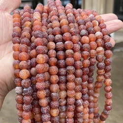 4 6 8 10mm Natural Red Weather Cracked Agates Stone Beads Round Loose Spacer Beads For Jewelry Making DIY Bracelet Necklace
