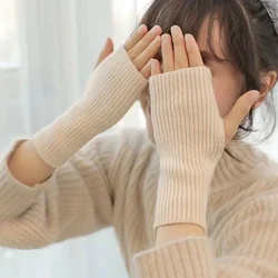 Women Winter Fingerless Gloves Knitted Mitten Hand Warmers Winter Warm Wool Knitting Half Finger Gloves Unisex Arm Sleeve