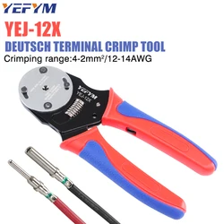 Deutsch Crimp Tool,YEJ-12X/16X/20X Closed Barrel Crimper: 4-Way Indent Connector Crimping Tool for Deutsch Solid Contacts Pliers