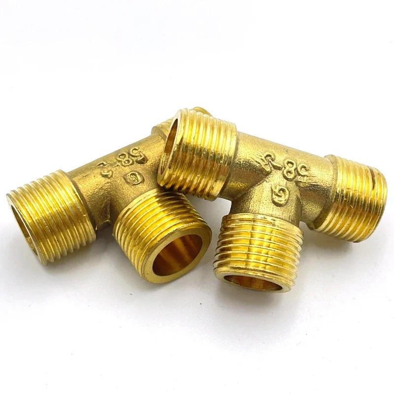 

1/8" 1/4" 3/8" 1/2" BSP Male Thread Tee Type 3 Way Brass Pipe Fitting Adapter Coupler Connector For Water