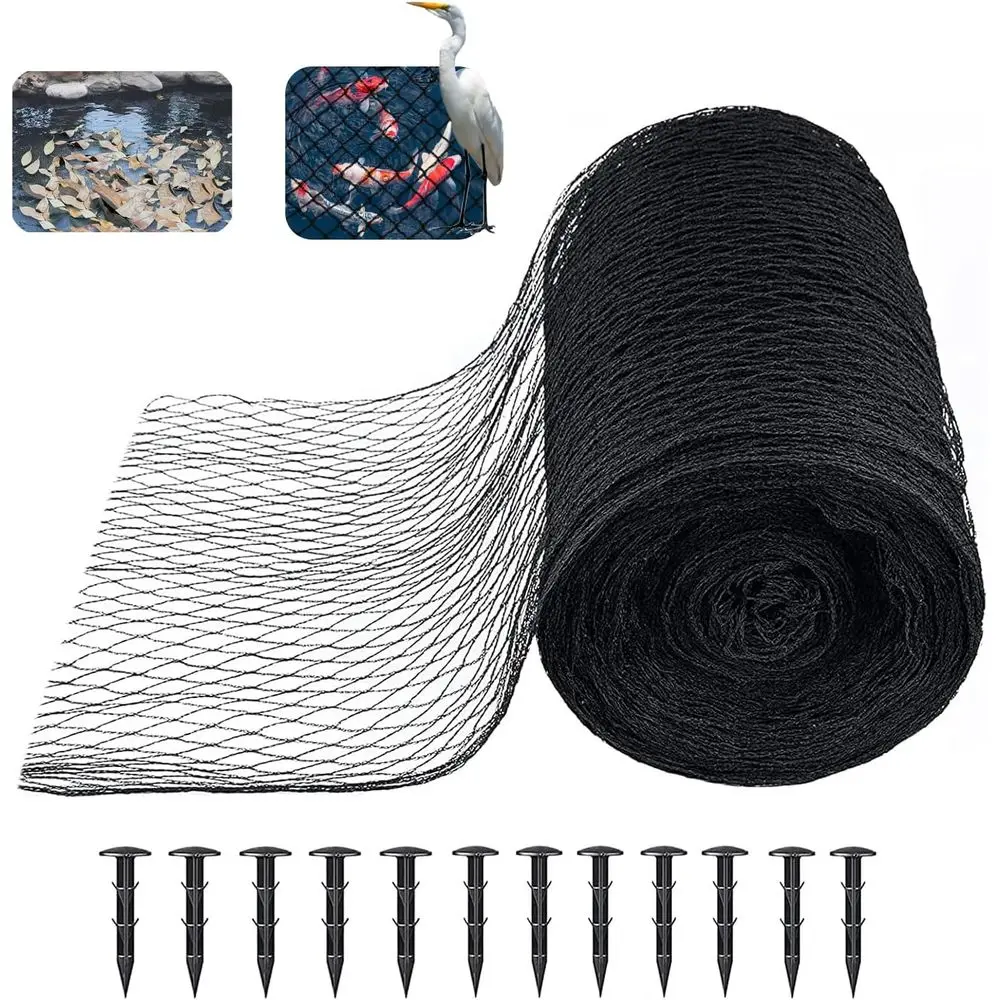 

Комплект сетки для пруда Koi 20 x 30 T, 3/8 дюйма, сверхпрочная тканая сетка для пруда или защиты от листьев, с 12 колышками, сетка из HDPE для защиты пруда
