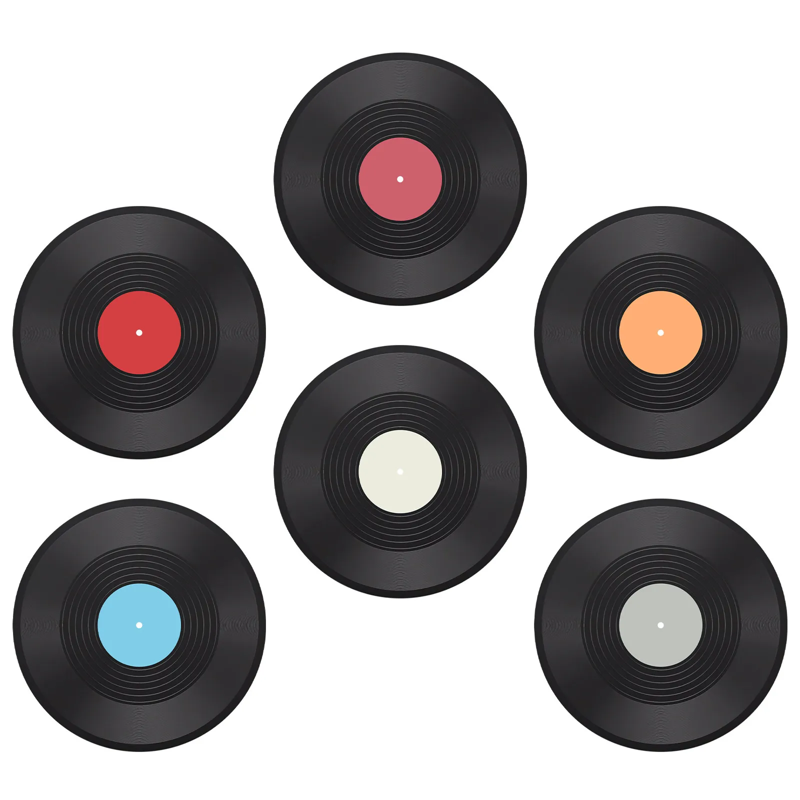 6Pcs Black Vinyl Record Wall Decor Plastic Retro Vintage Style Home Bar Decorative Discs for Wall Interior Adornments